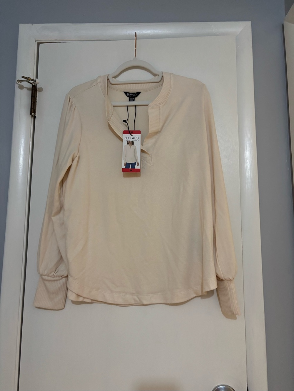 Buffalo David Bitton Cream Long-Sleeve Henley Sweatshirt